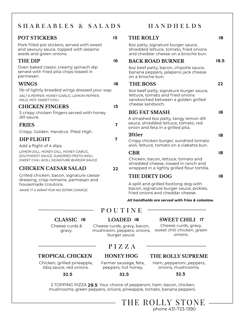 Menu, The Rolly Stone