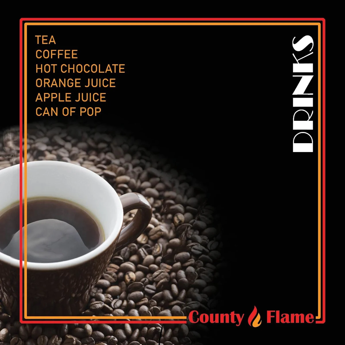 Menu, County flame