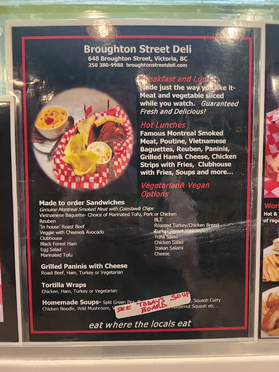Menu, Broughton Street Deli - Breakfast, Lunch & Catering