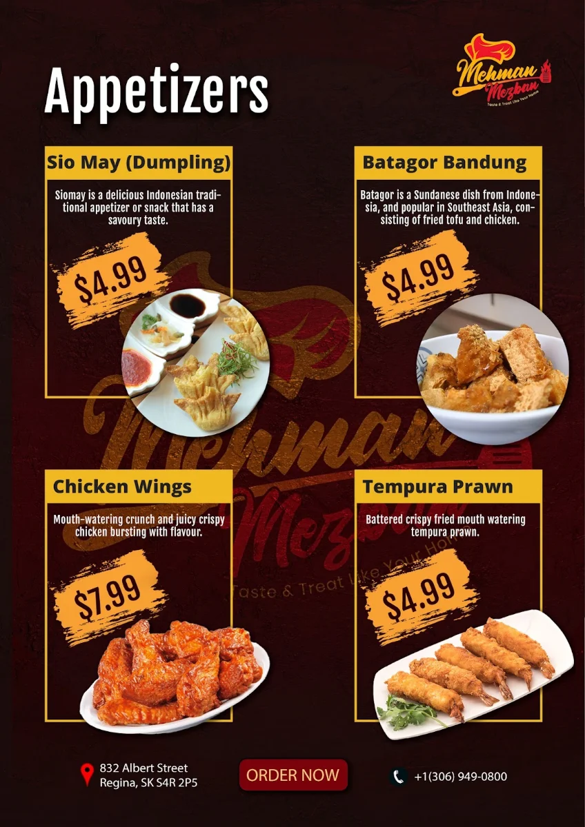 Menu, Mehman Mezban