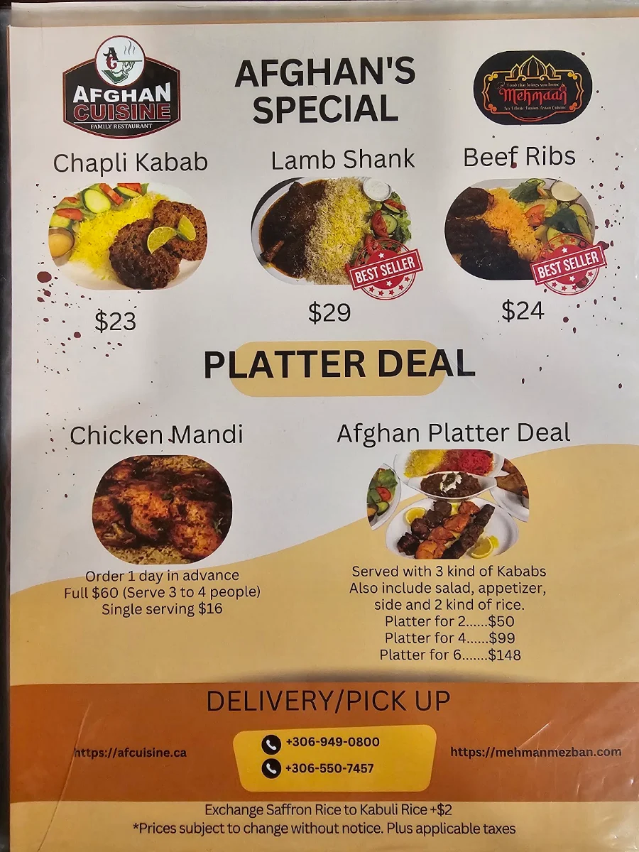 Menu, Mehman Mezban