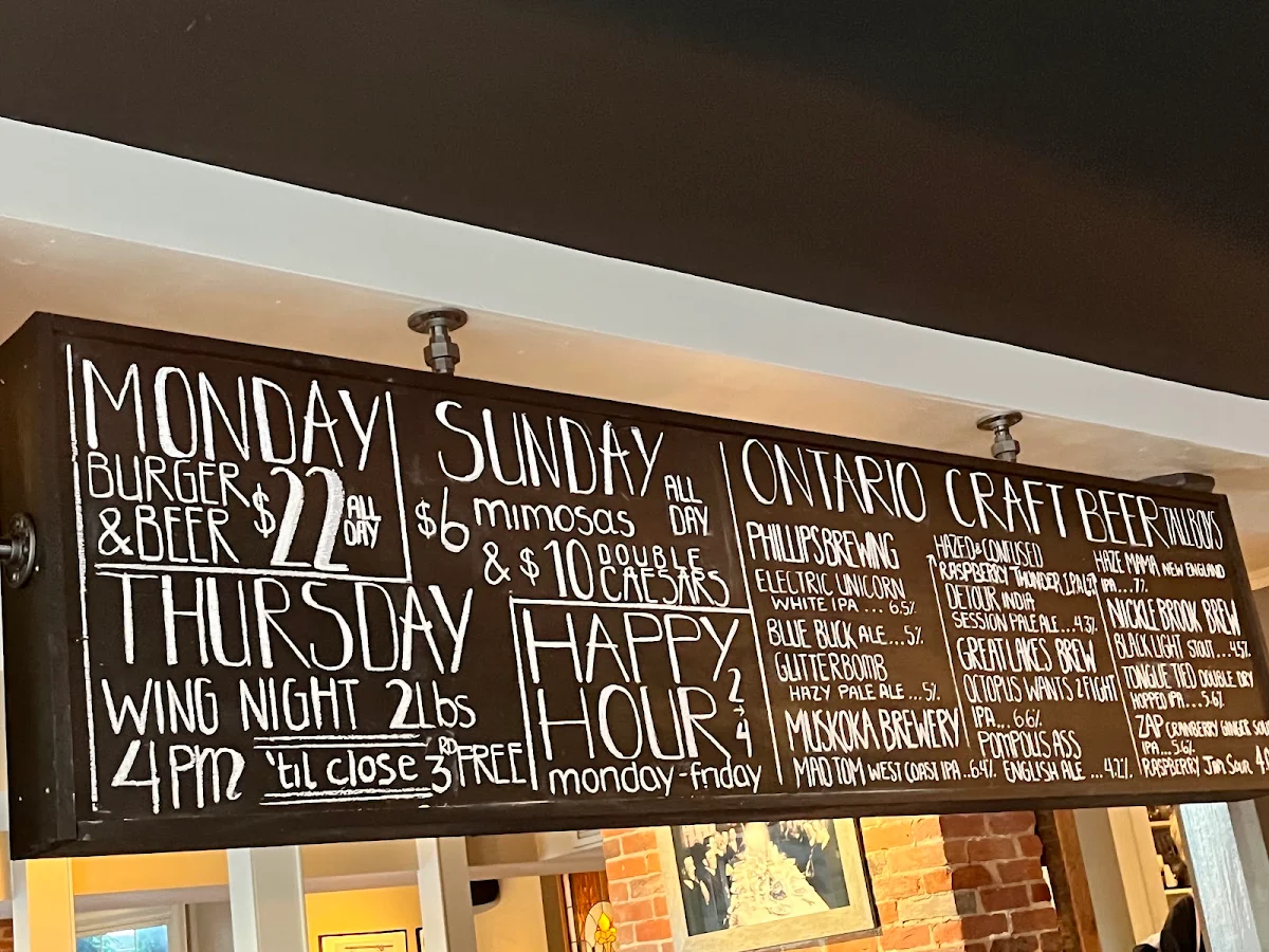Menu, The Huron Club