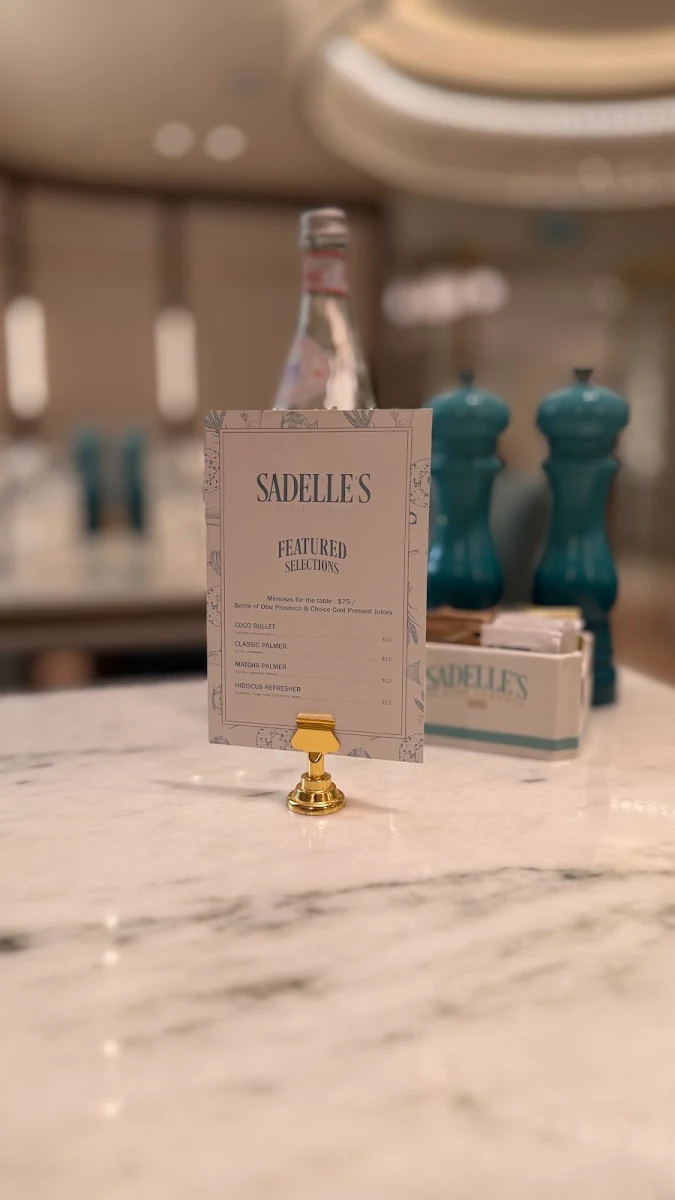 Menu, Sadelle's at Kith Toronto
