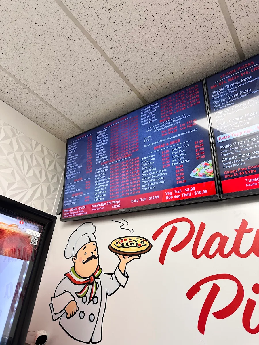 Menu, Platinum Pizza & Curry House