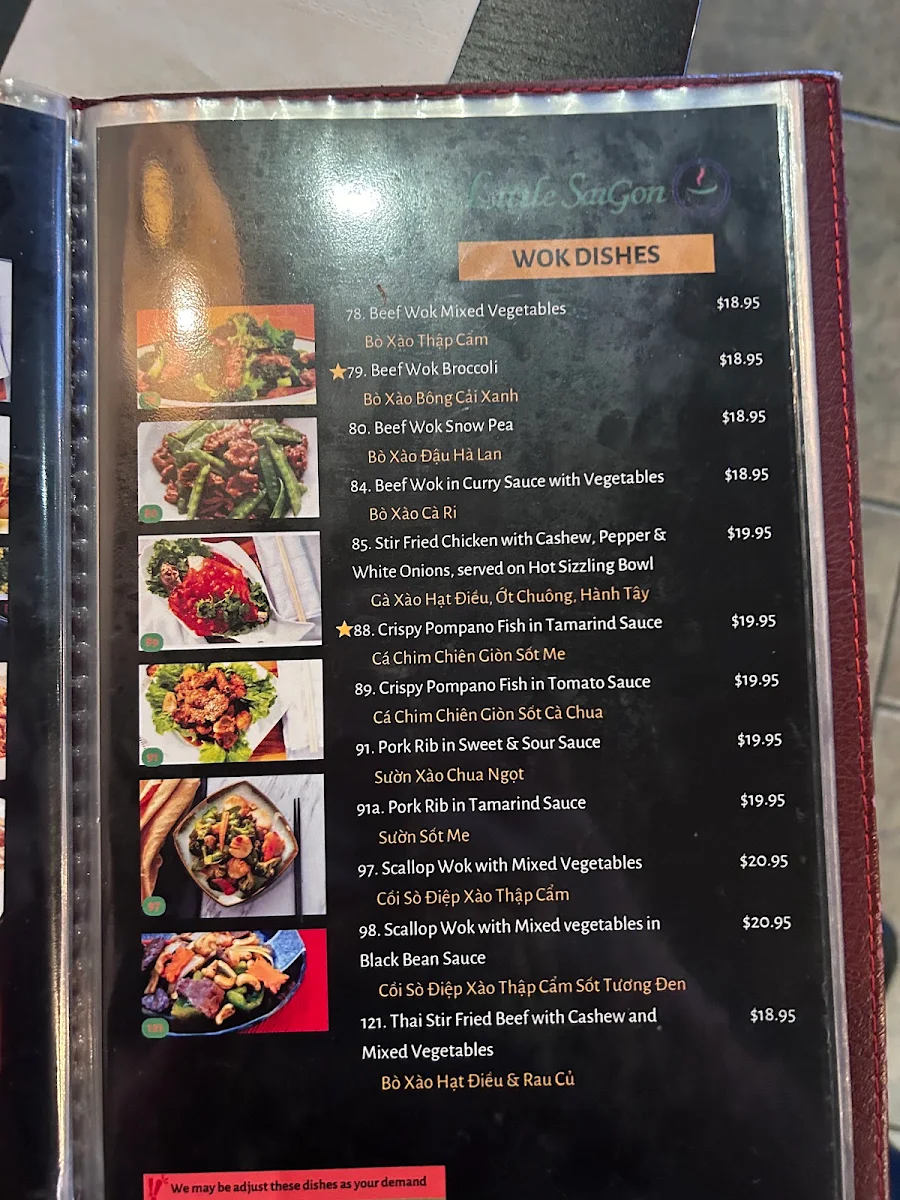 Menu, Little Saigon Vietnamese, Thai & Japanese Restaurant