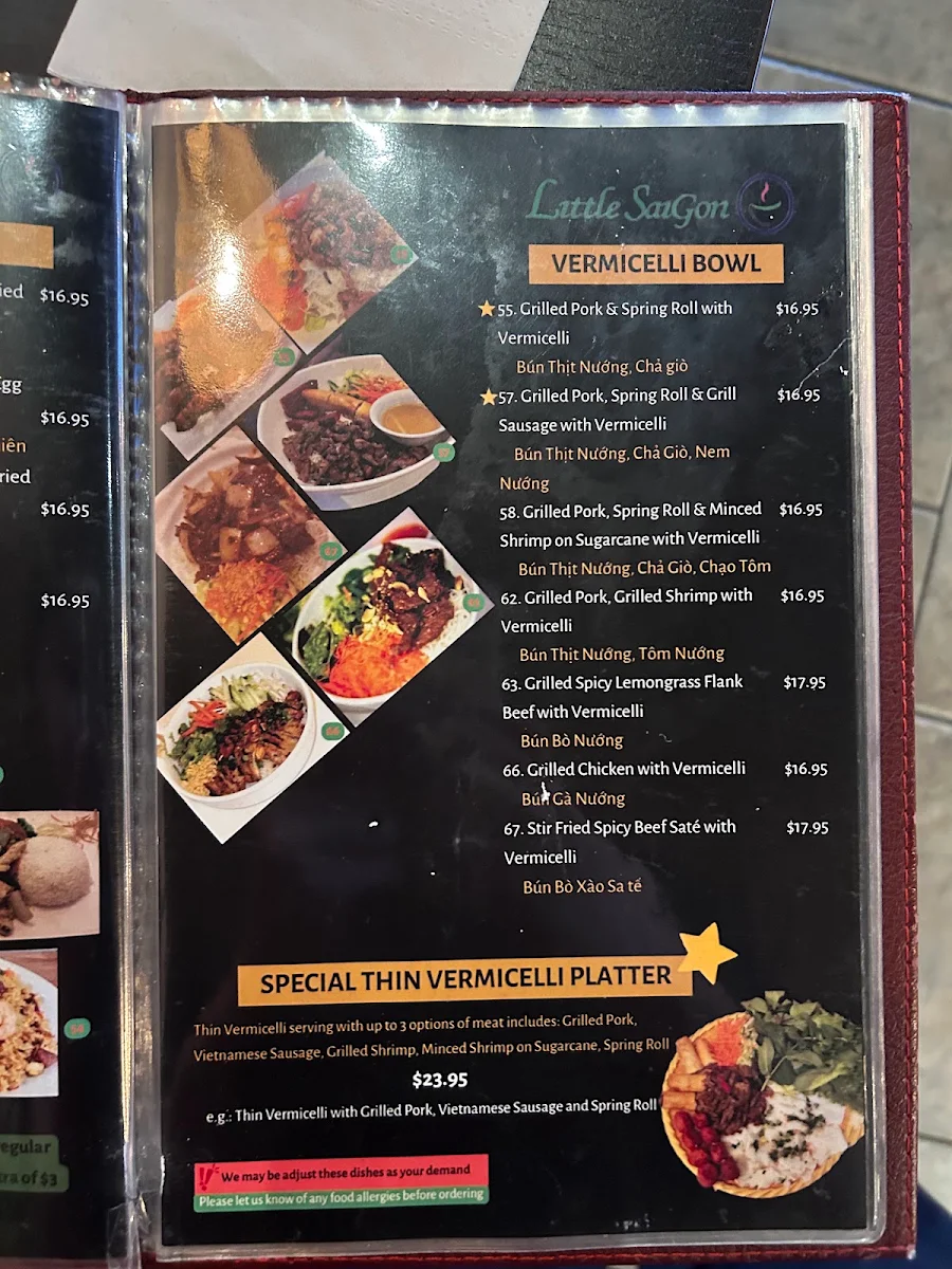 Menu, Little Saigon Vietnamese, Thai & Japanese Restaurant