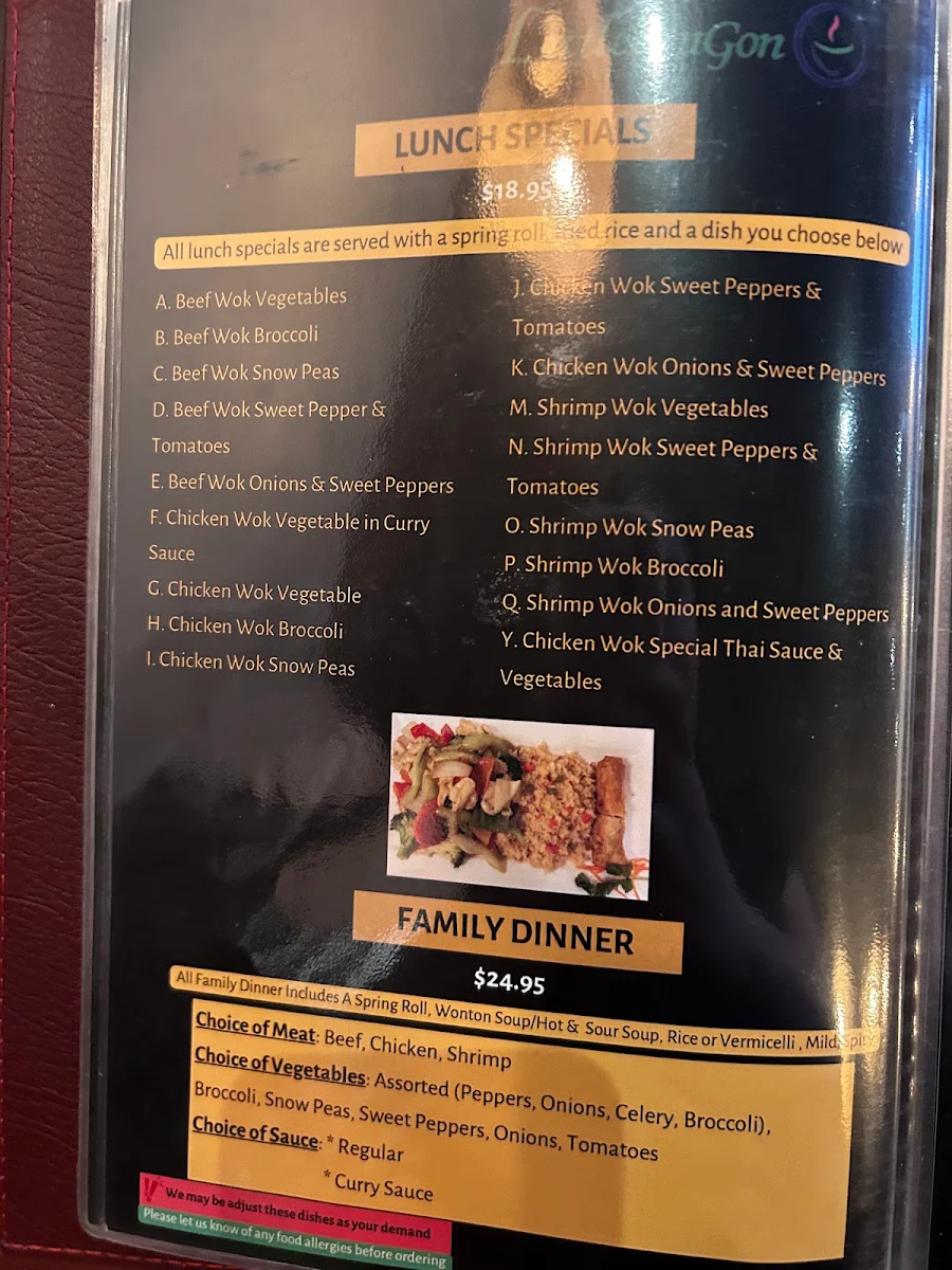 Menu, Little Saigon Vietnamese, Thai & Japanese Restaurant