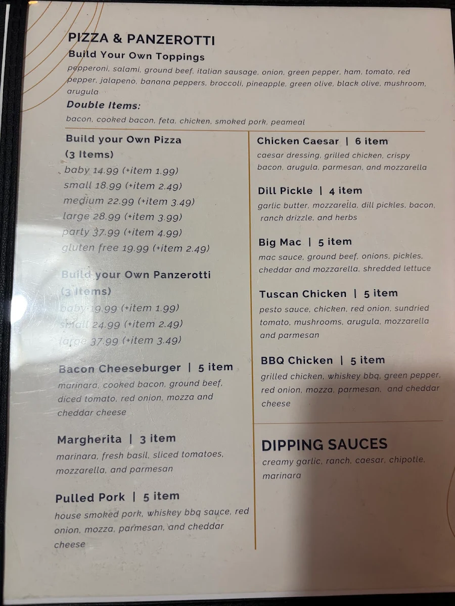 Menu, Louie's Pizza & Pasta