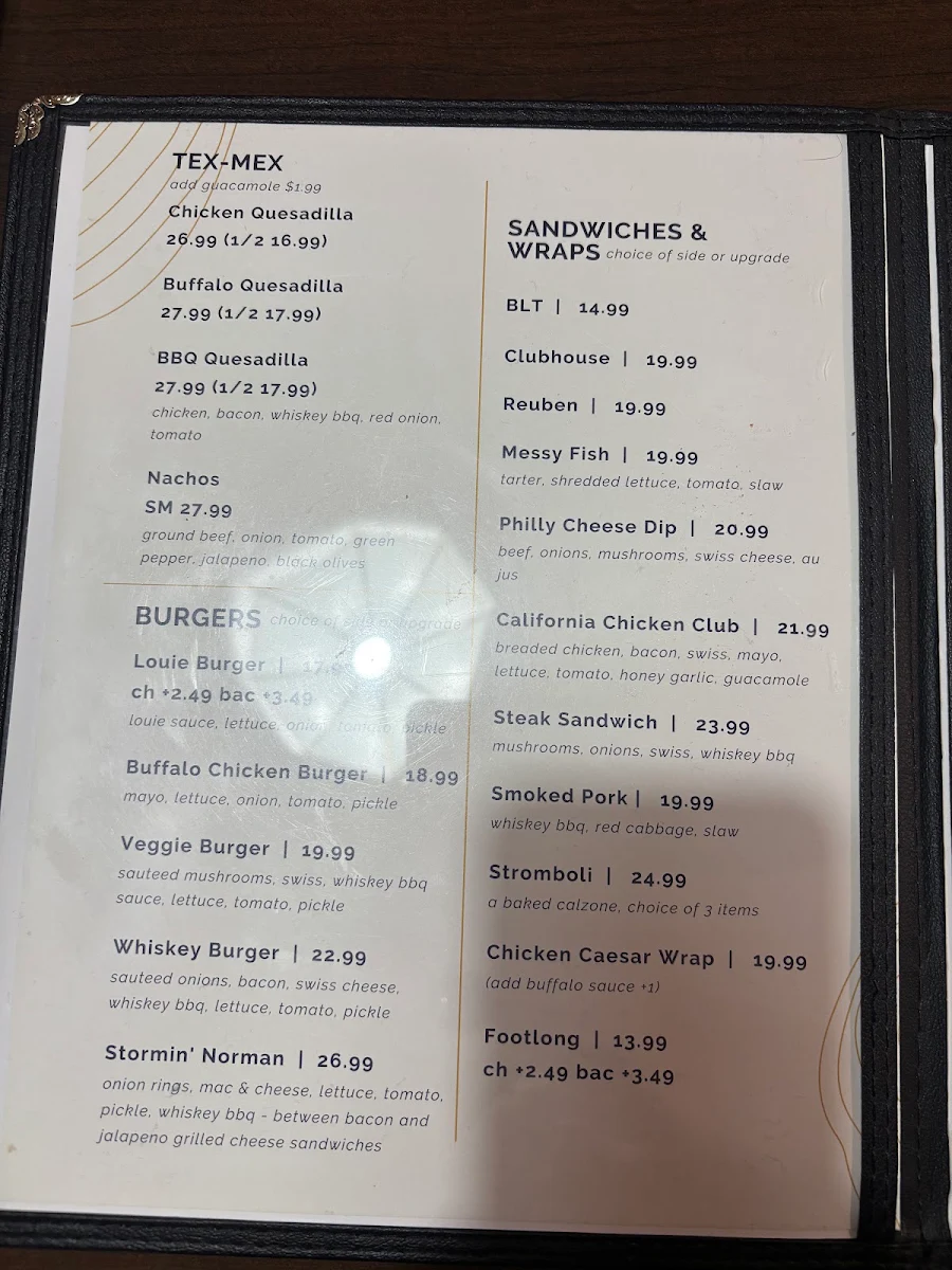 Menu, Louie's Pizza & Pasta