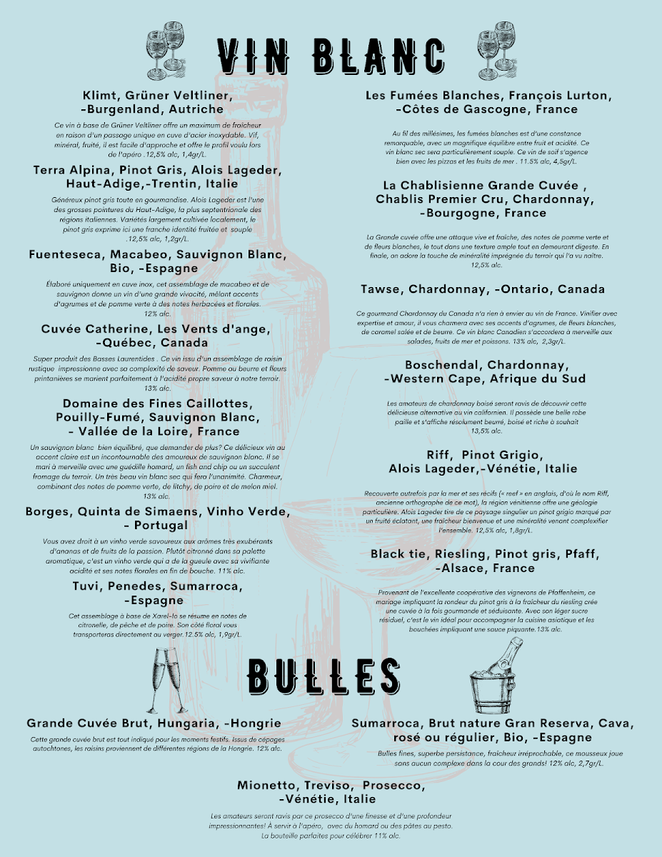 Menu, Restaurant L'Amiral