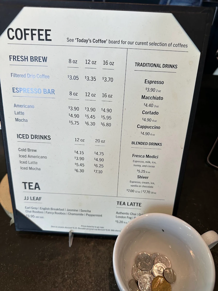 Menu, JJ Bean Coffee Roasters