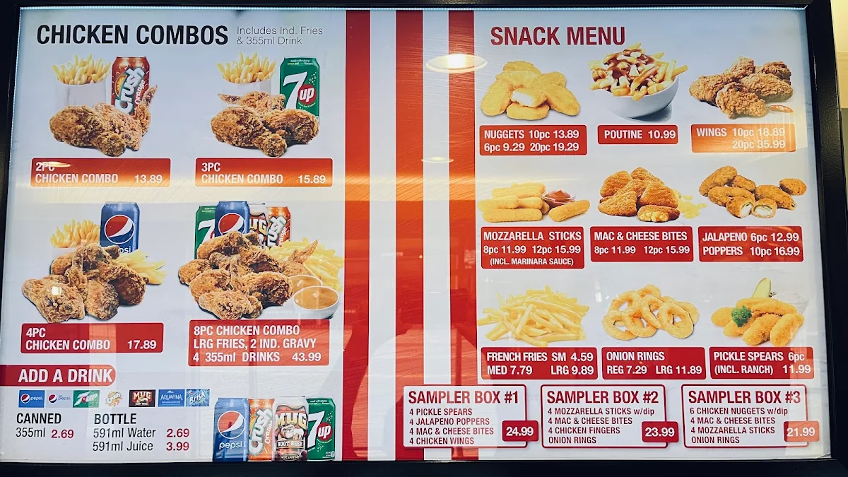 Menu, Chickn'Wich Sandwiches and More