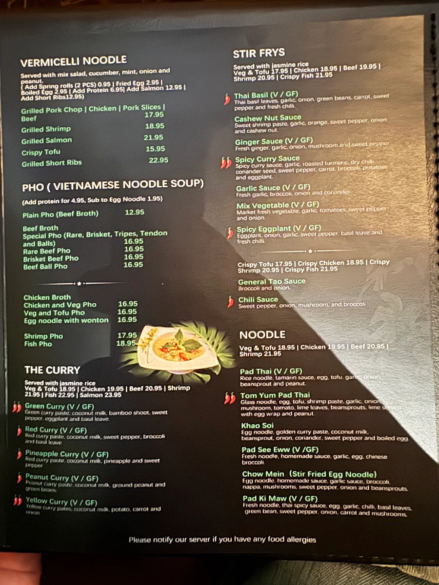 Menu, The Lime Viet & Thai Cuisine