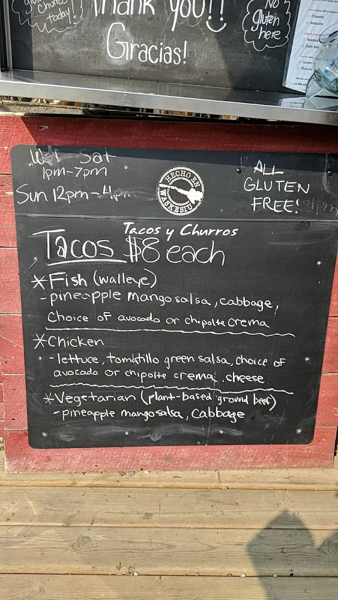 Menu, Taco Y Churro