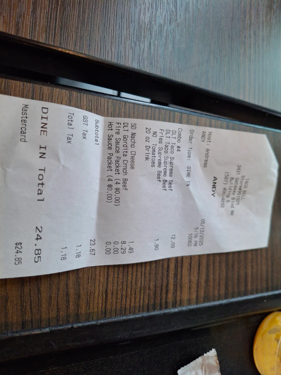 Menu, Taco Bell