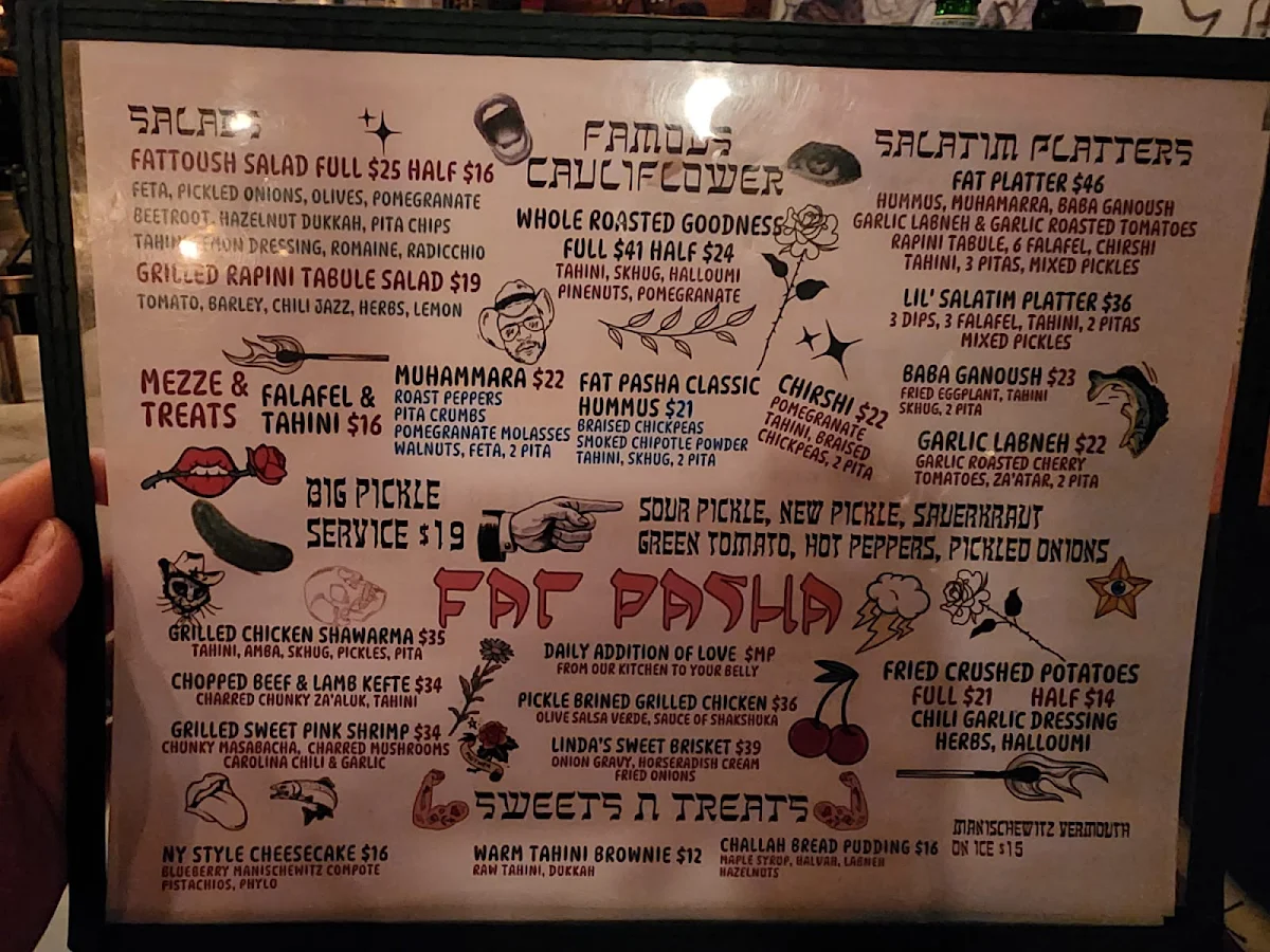 Menu, Fat Pasha