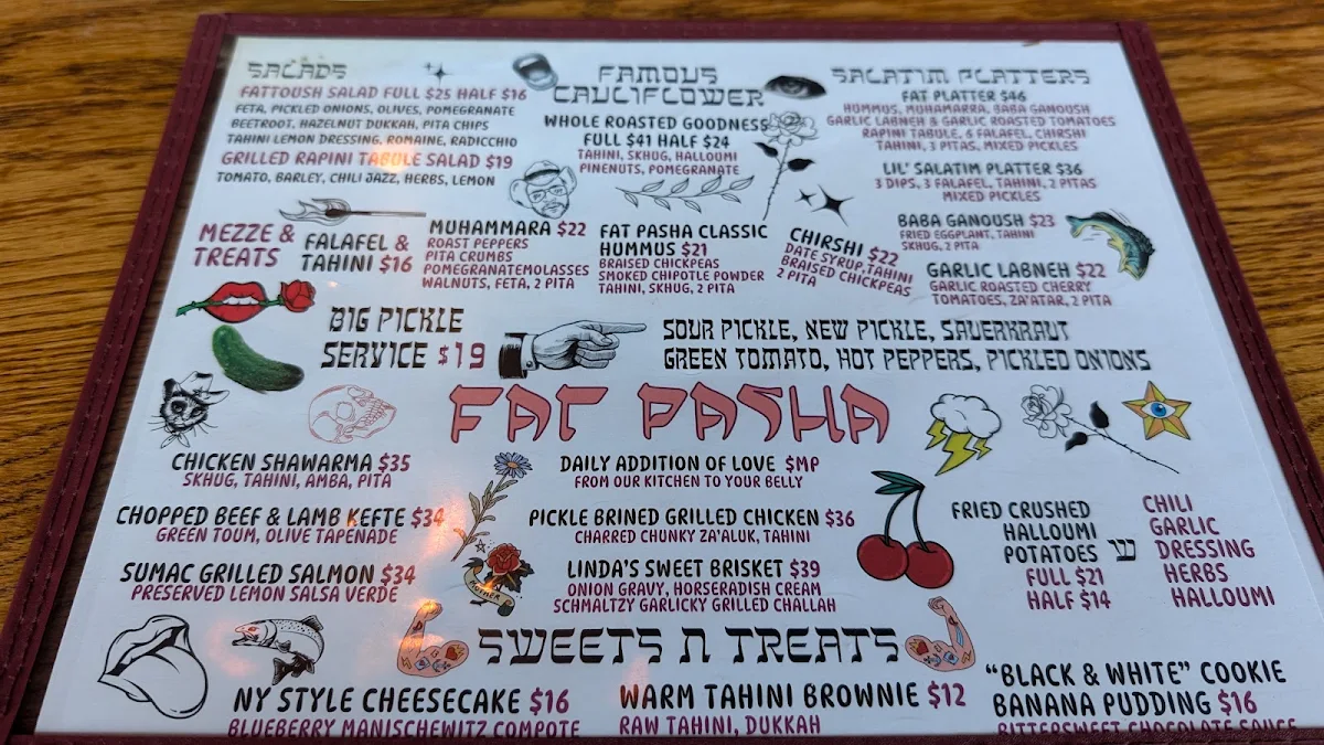 Menu, Fat Pasha