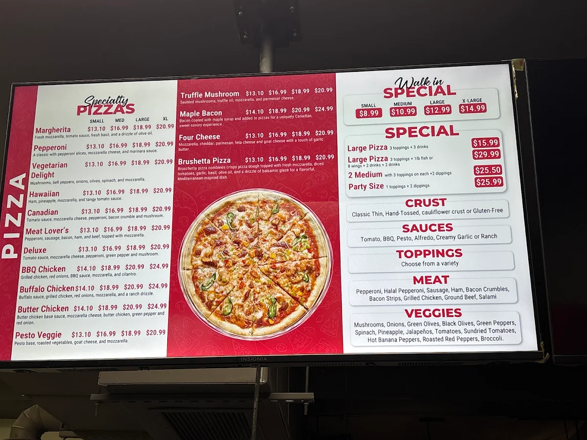 Menu, Pizza Boom