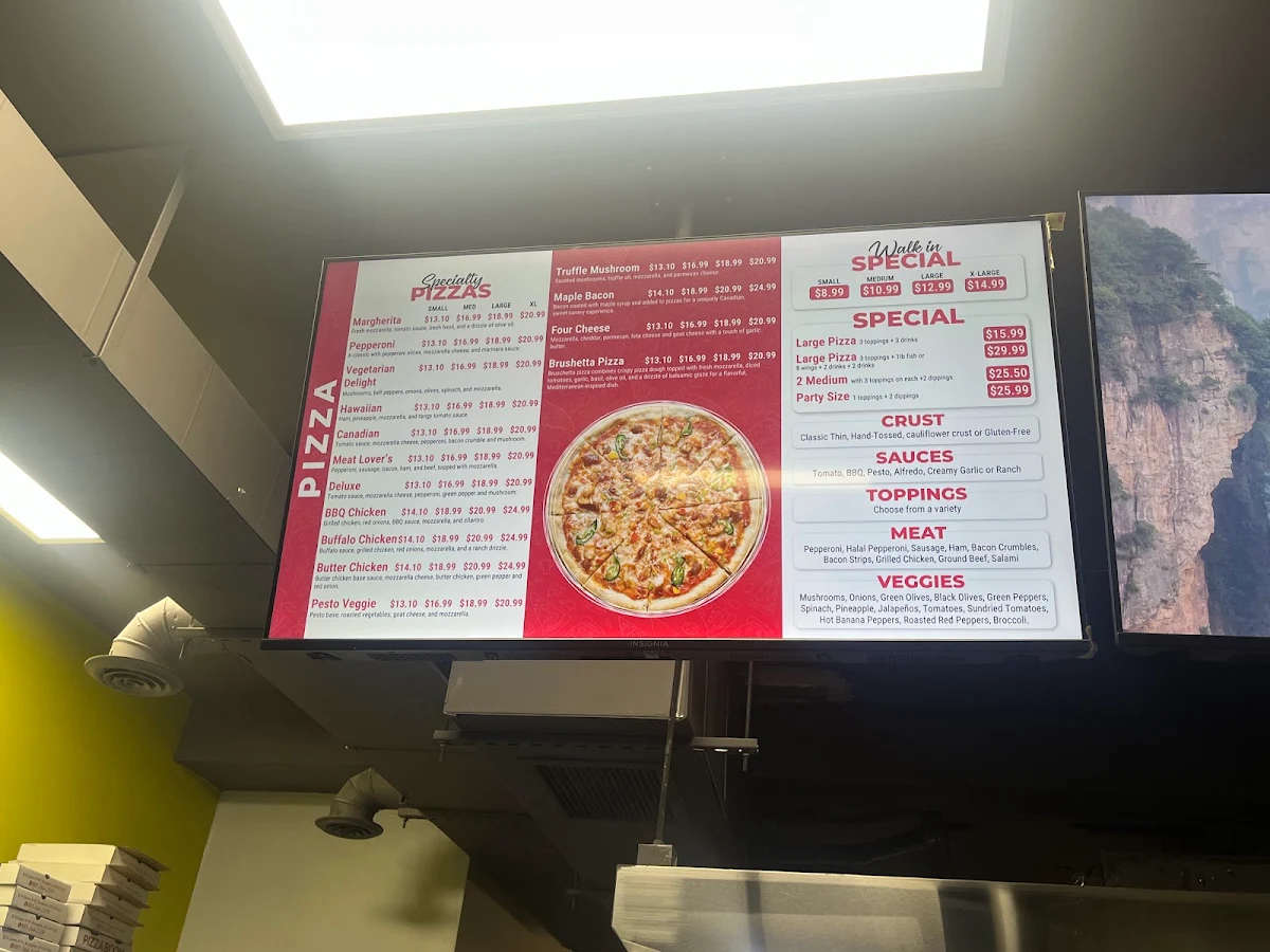 Menu, Pizza Boom