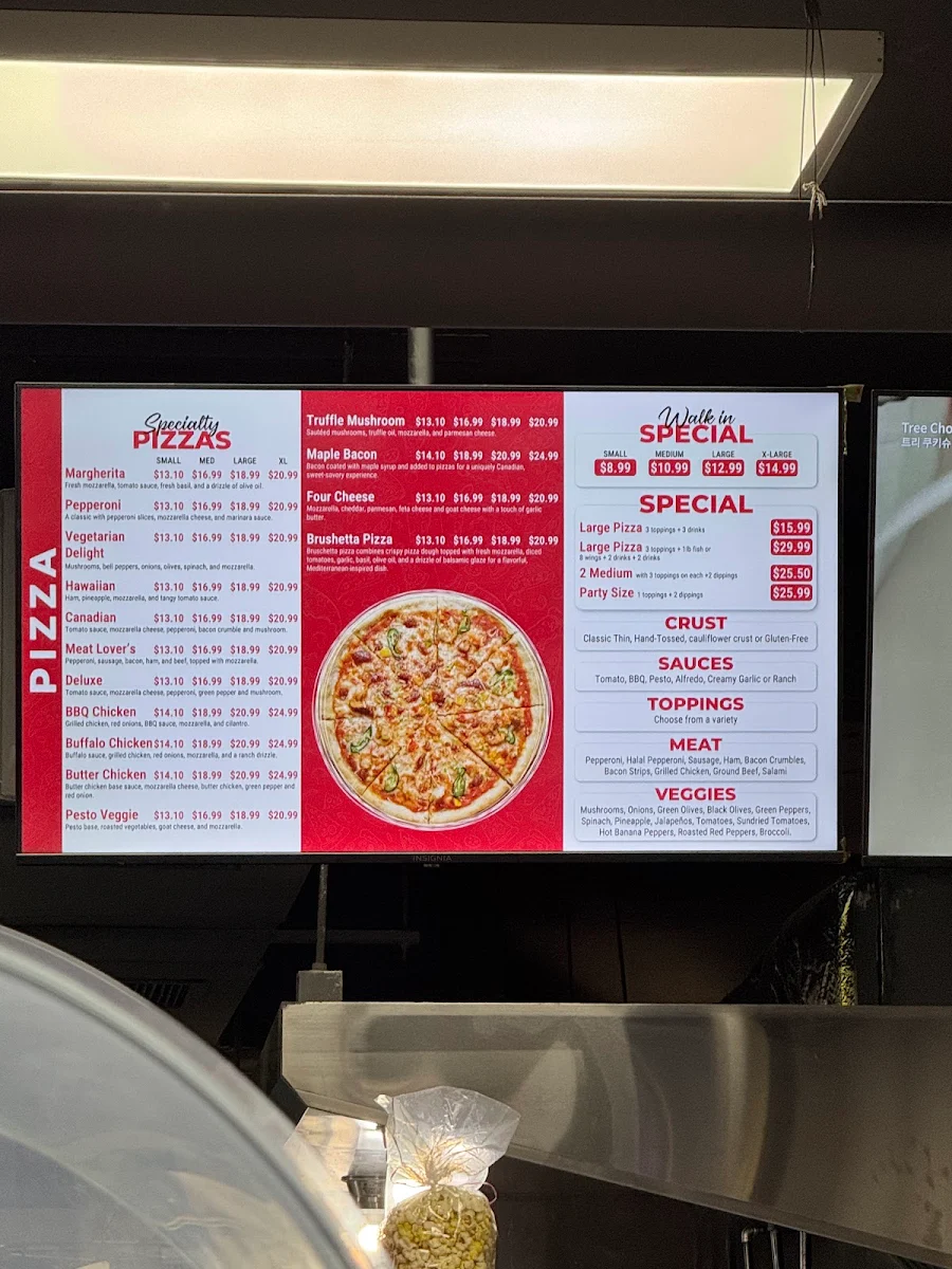 Menu, Pizza Boom