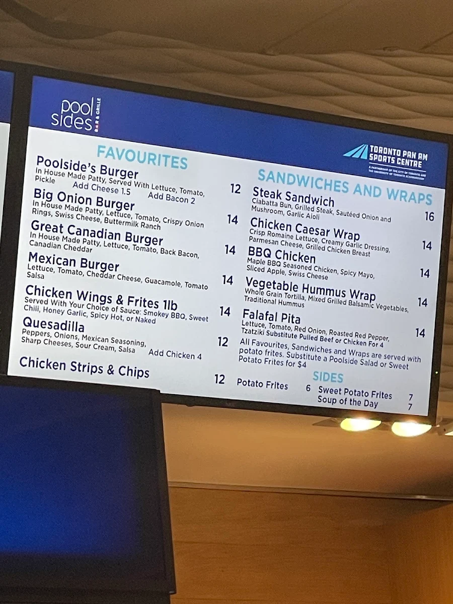 Menu, Pool Sides Bar & Grille