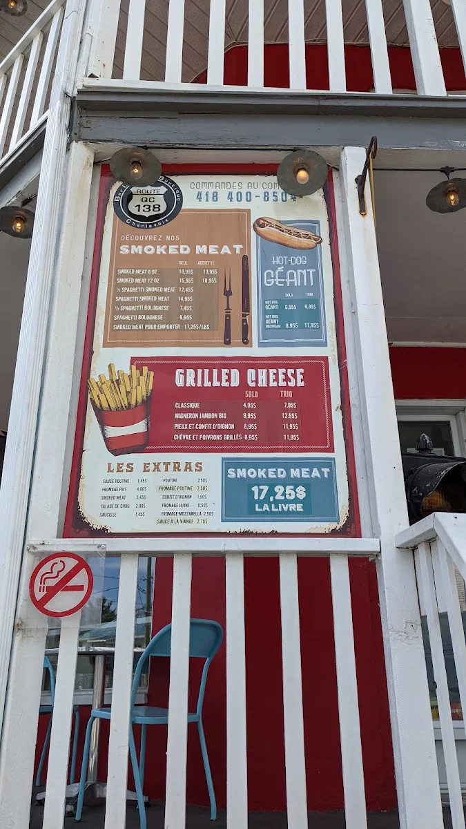 Menu, Casse-croûte Bar Laitier , Route 138/Confiserie Charlevoix