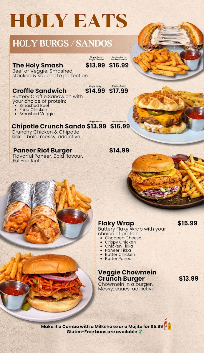 Menu, Holy Shakes Desserts, Cafe & Mash-Up Eatery Barrie