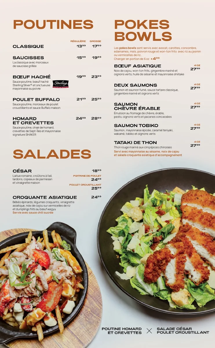 Menu, SHAKER Cuisine & Mixologie St-Hyacinthe