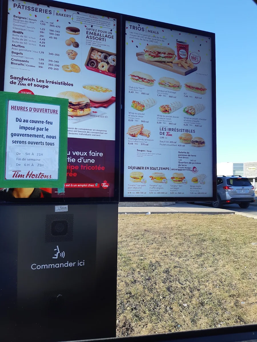 Menu, Tim Hortons