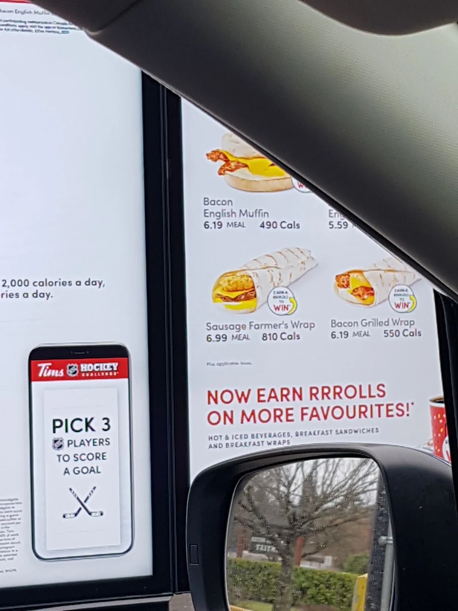 Menu, Tim Hortons
