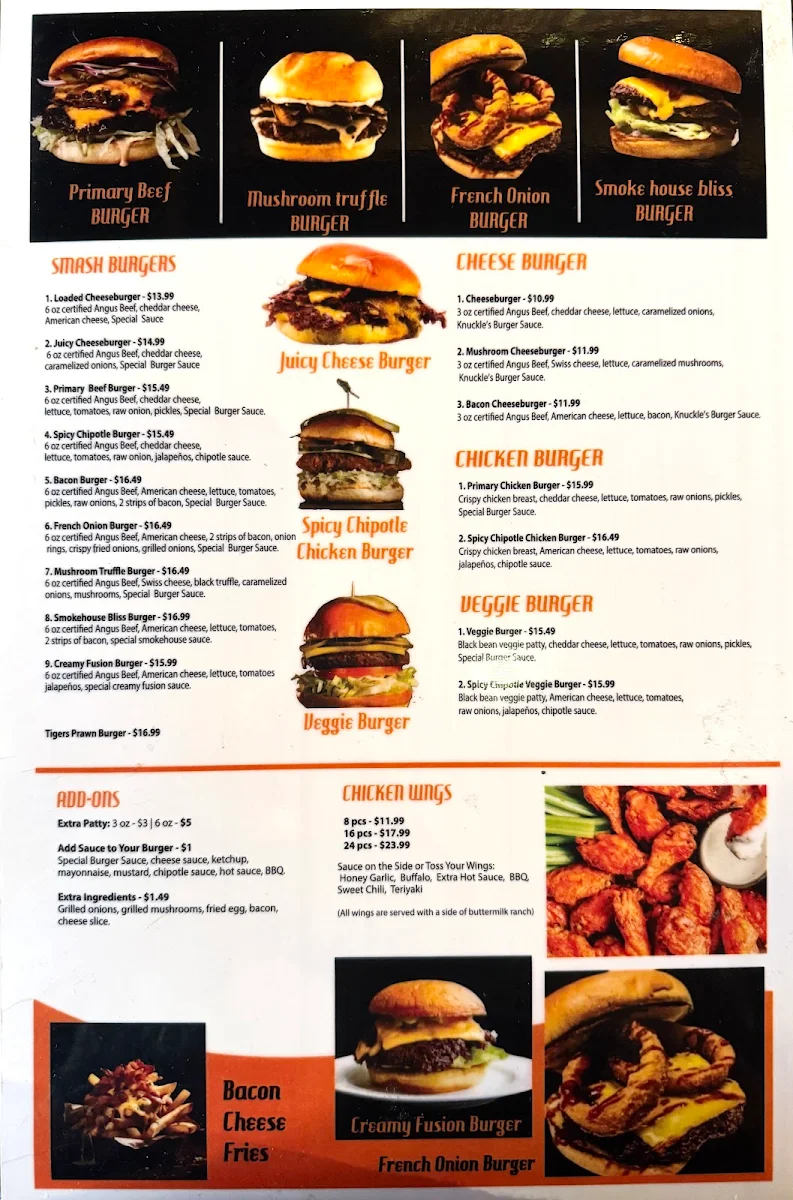 Menu, Crystal Sports Bar & Grill