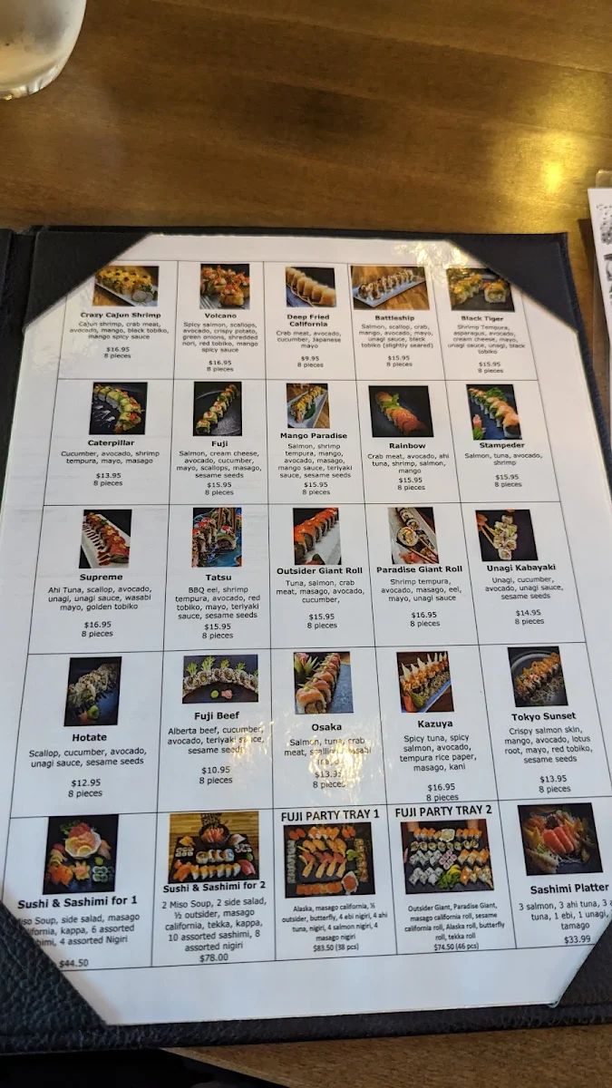 Menu, Fuji Ramen and Sushi