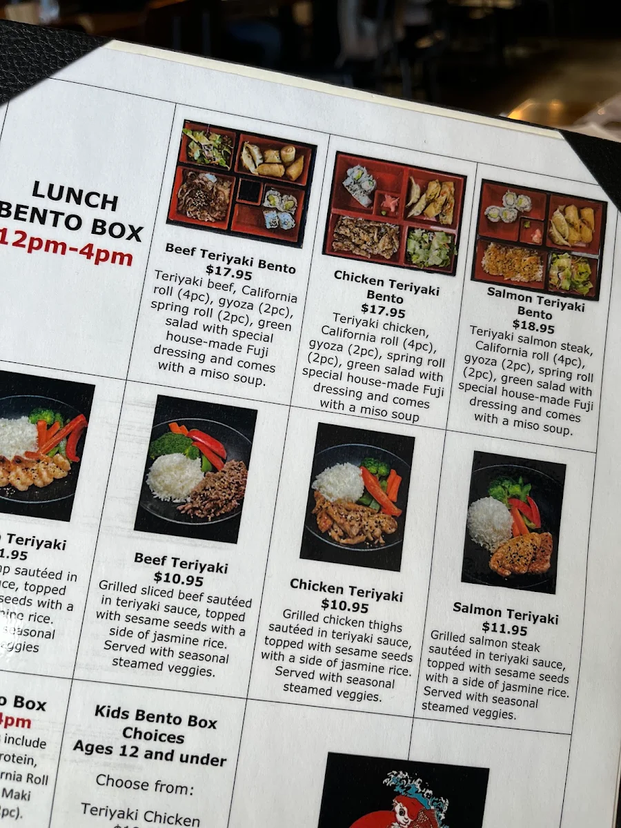 Menu, Fuji Ramen and Sushi