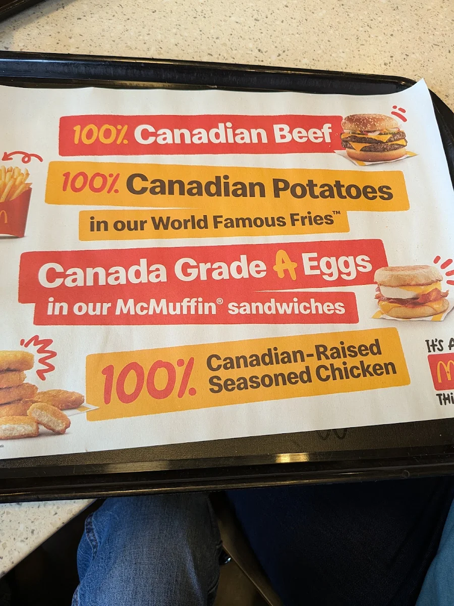Menu, McDonald's