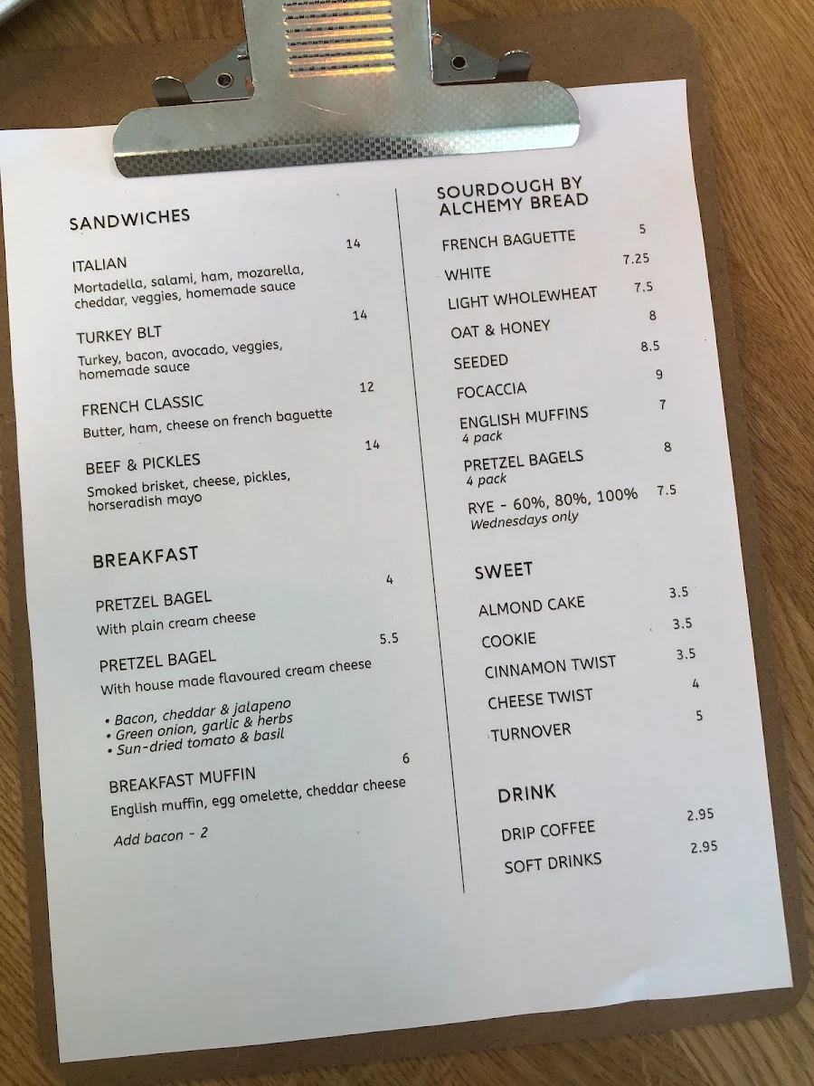 Menu, Polene Bakery & Bistro
