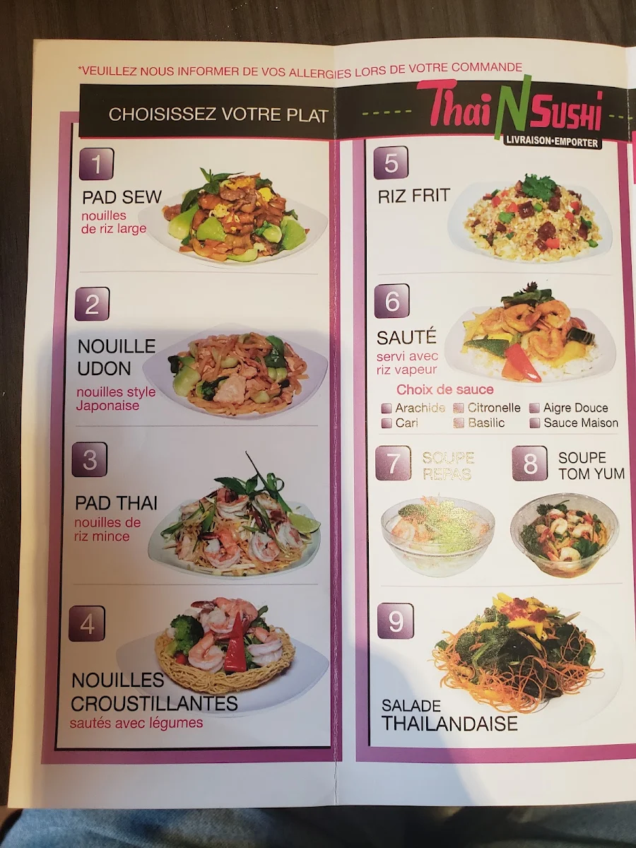 Menu, ThaiNsushi (Livraison Disponible)