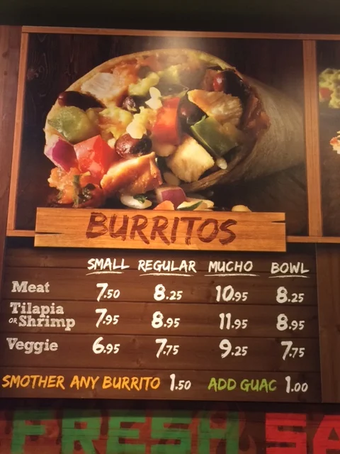 Menu, Mucho Burrito Fresh Mexican Grill