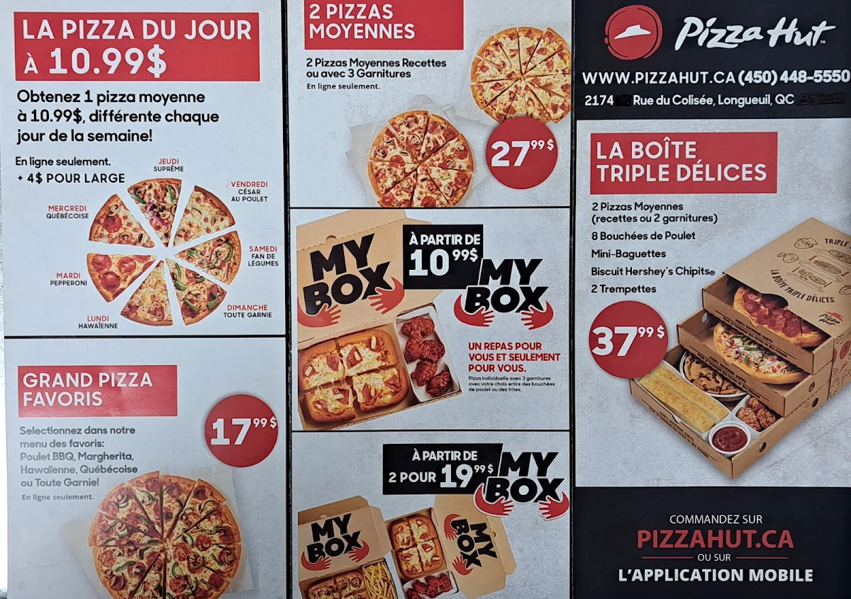 Menu, Pizza Hut
