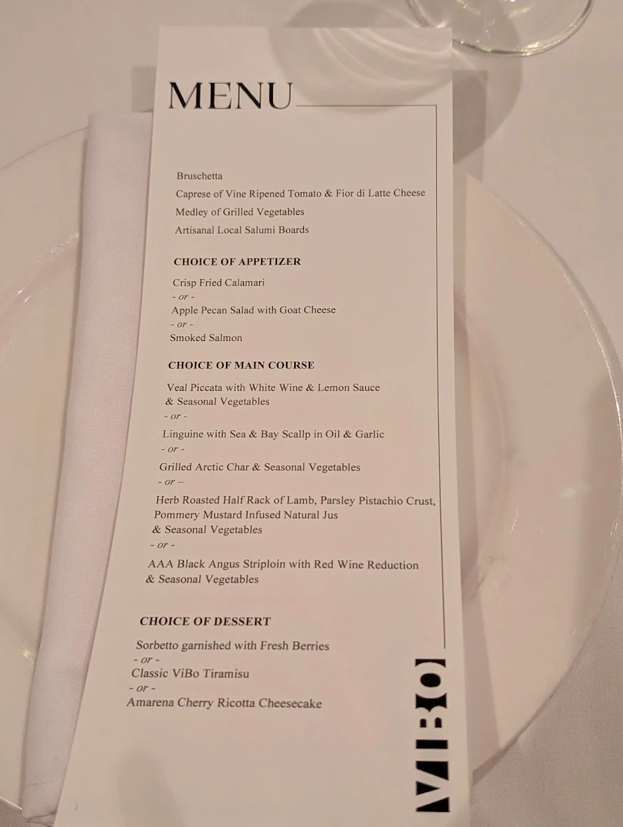 Menu, ViBo Restaurant
