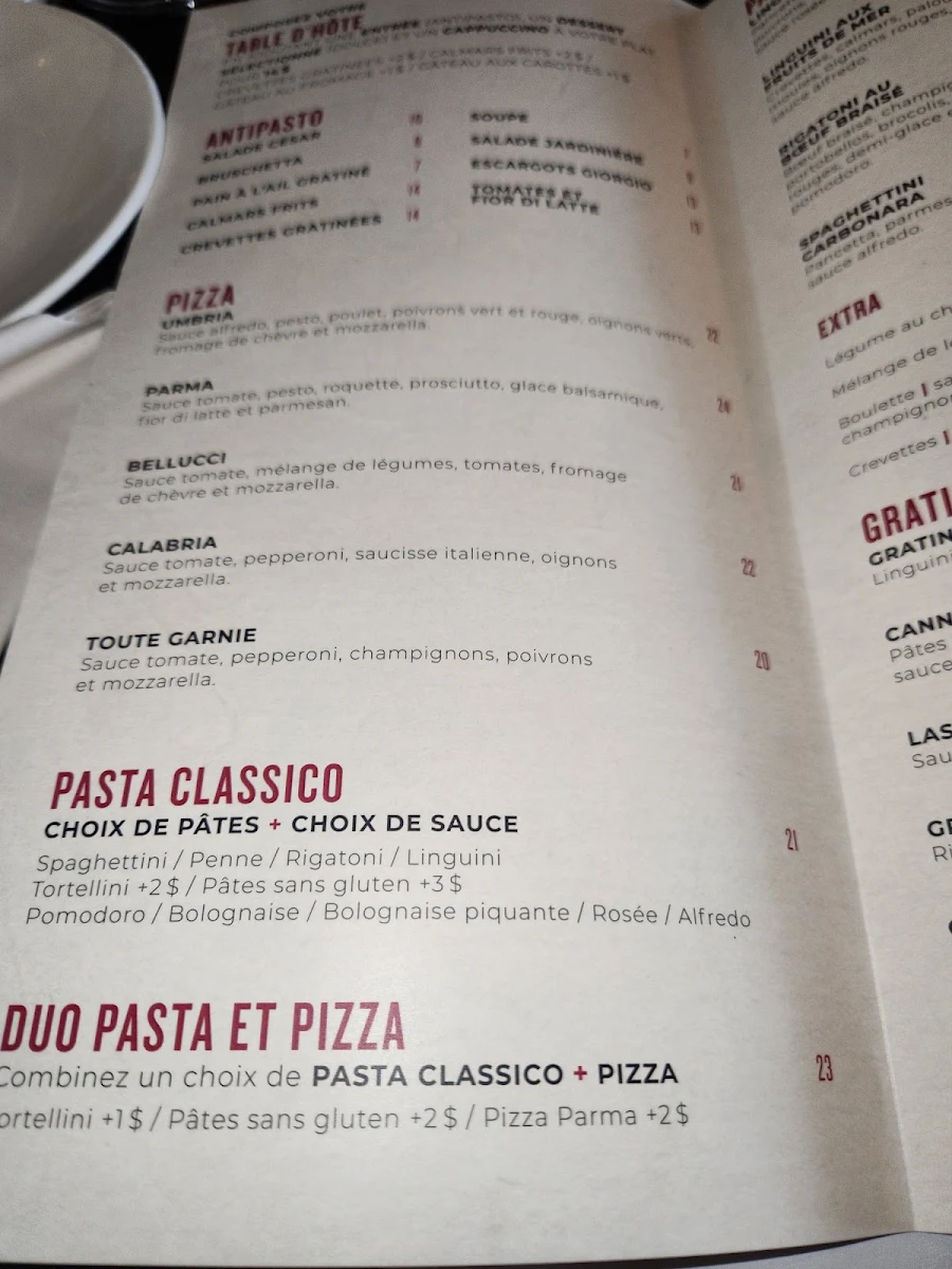 Menu, Giorgio Ristorante