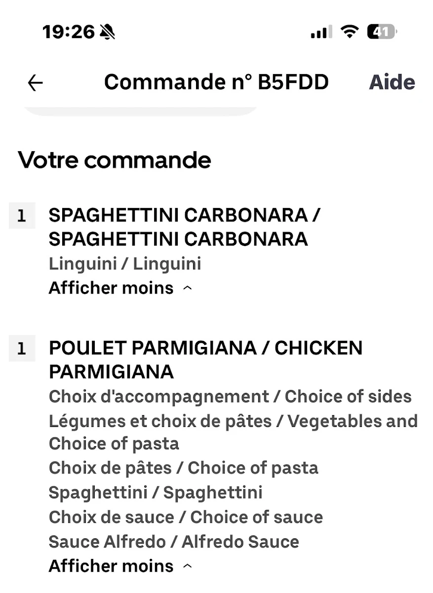 Menu, Giorgio Ristorante