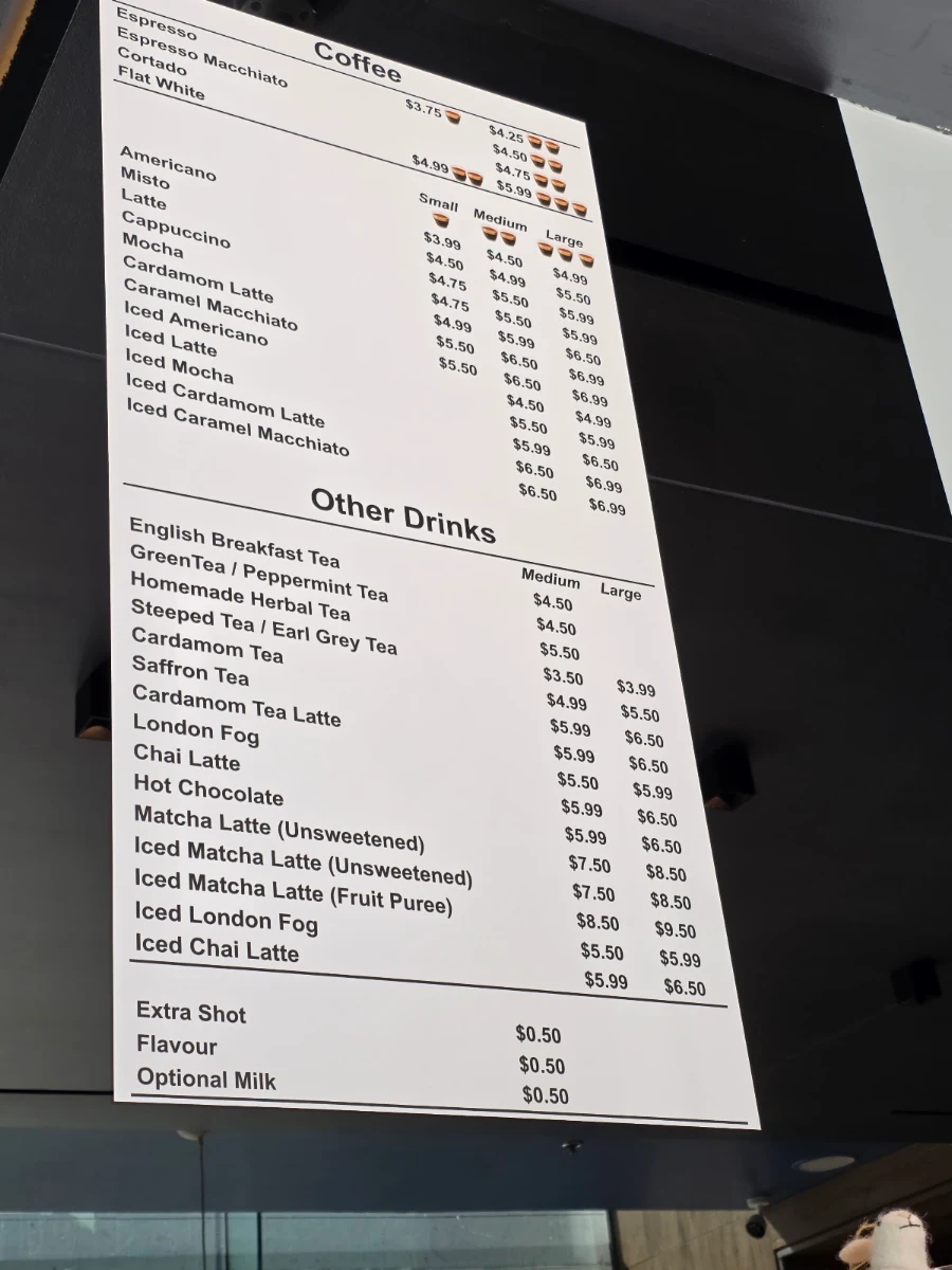 Menu, Bahar Bakery & Cafe