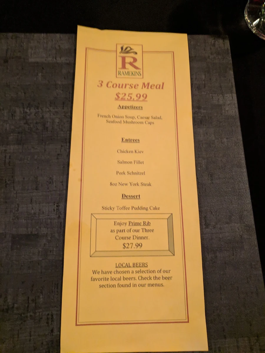 Menu, Ramekins