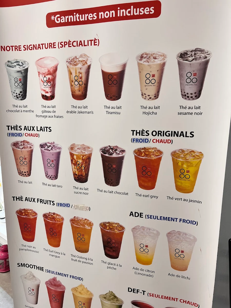 Menu, Palgong Tea