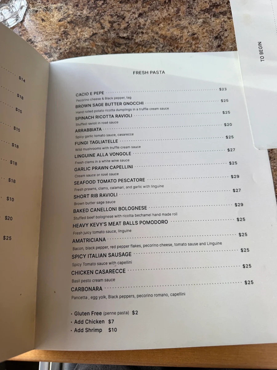 Menu, My Little Italia