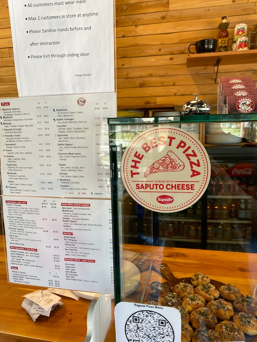 Menu, Ragazzi Pizza Co