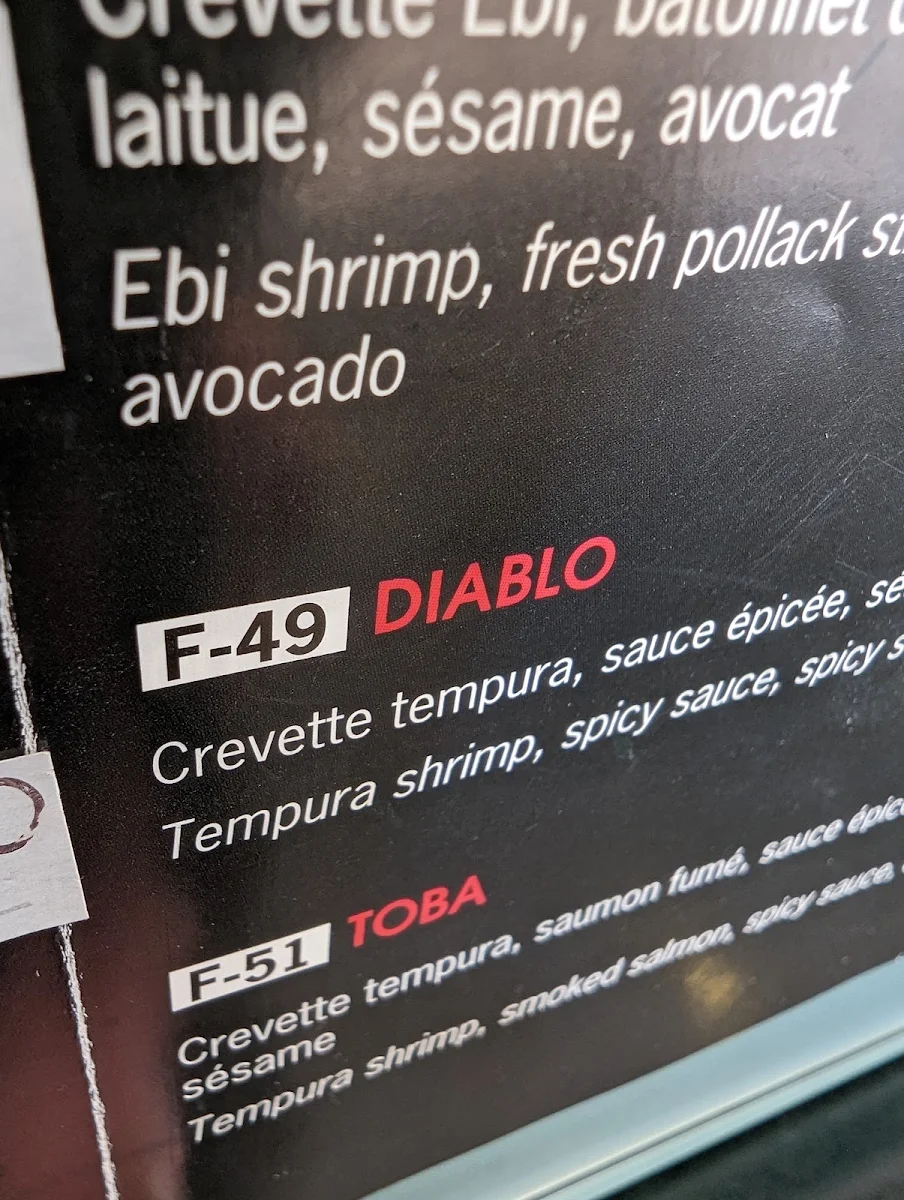 Menu, Miyoko Sushi Saint-Jérôme