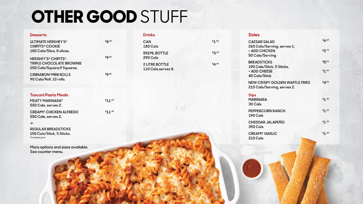 Menu, Pizza Hut