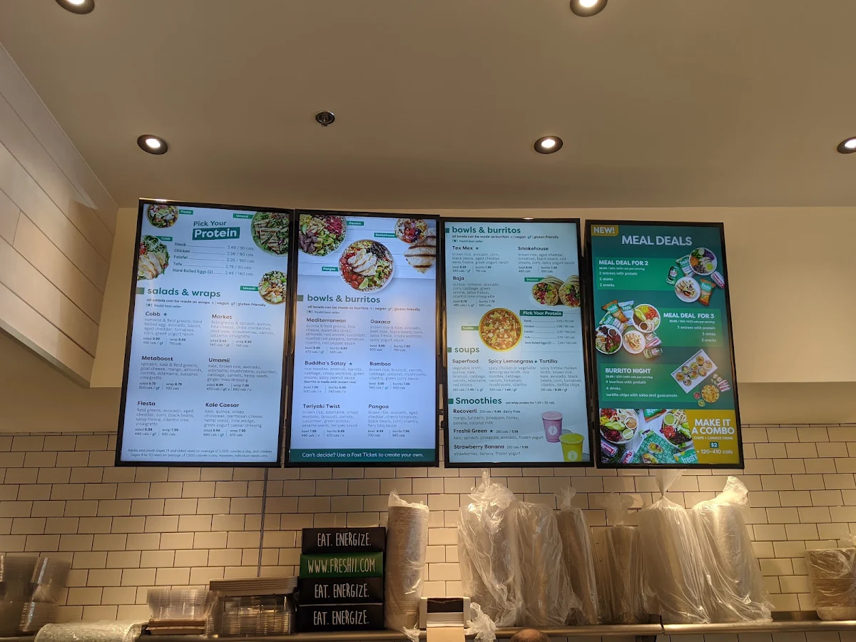 Menu, Freshii