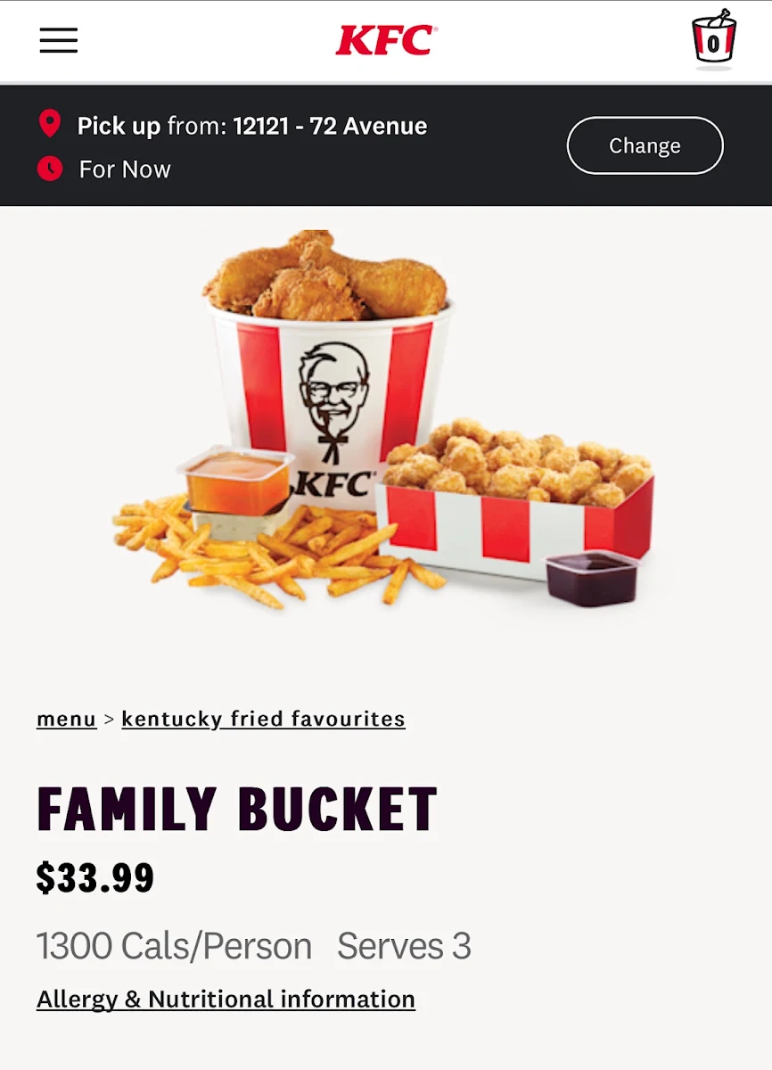 Menu, KFC